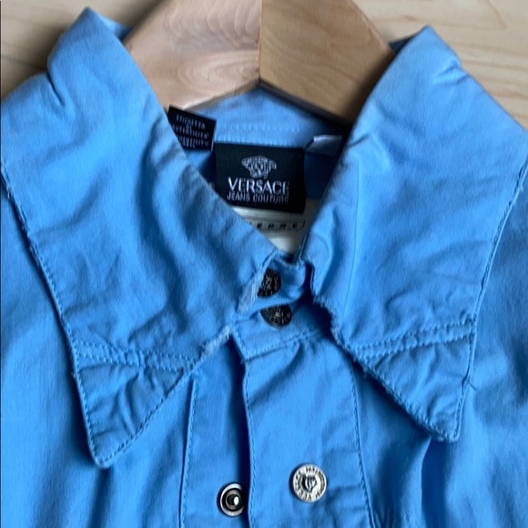 Versace button down Shirt distressed in blue - Picture 3 of 16